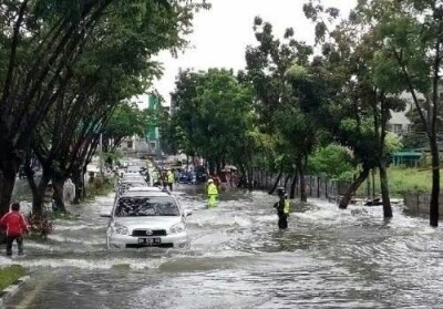Ilustrasi banjir di Pekanbaru.